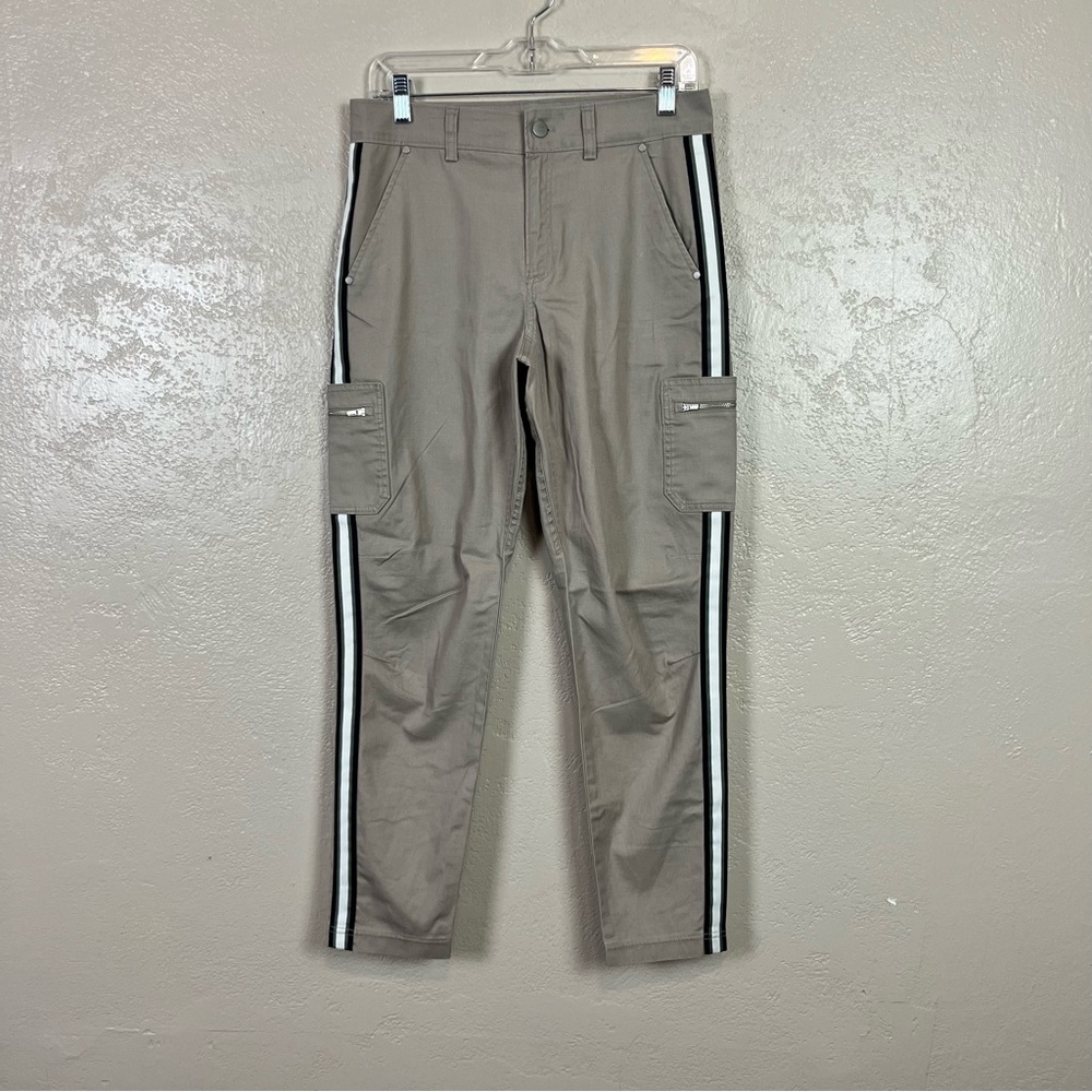 Athleta Summit Cargo Pants Mid-Rise‎ Side Stripe Outdoor Hiking Beige Women's 2 - Picture 13 of 14
